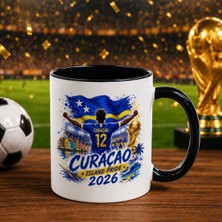 Bk Gift Curaçao Taraftar Temalı 2026 Dünya Kupası Tasarımlı Siyah Kupa Bardak