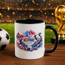 Bk Gift Norveç Taraftar Temalı 2026 Dünya Kupası Tasarımlı Siyah Kupa Bardak