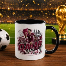 Bk Gift Katar Taraftar Temalı 2026 Dünya Kupası Tasarımlı Siyah Kupa Bardak