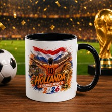 Bk Gift Hollanda Taraftar Temalı 2026 Dünya Kupası Tasarımlı Siyah Kupa Bardak