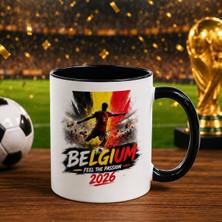 Bk Gift Belçika Taraftar Temalı 2026 Dünya Kupası Tasarımlı Siyah Kupa Bardak
