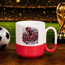 Bk Gift Katar Taraftar Temalı 2026 Dünya Kupası Tasarımlı Kırmızı Joyful Kupa Bardak