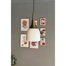UltraMint Şık Beyaz Eskitme Külah Avize, Modern ve Elegant Aydınlatma Parçası