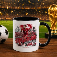 Bk Gift Isviçre Taraftar Temalı 2026 Dünya Kupası Tasarımlı Siyah Kupa Bardak