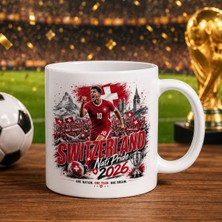 Bk Gift Isviçre Taraftar Temalı 2026 Dünya Kupası Tasarımlı Beyaz Kupa Bardak