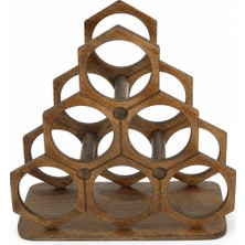 Terra Ws Doğal Ahşap 6 Lı Petek Şarap Standı Masif Rustik Raf 32 x 32 x 14 cm