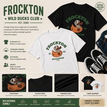 Tişört Kodu Frockton Wild Ducks Club Baskılı Straight Fit Unisex Tişört – Vintage Varsity Koleksiyon