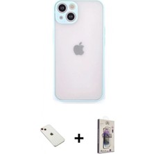 Marsilyan™- iPhone 14 Kılıf Ahenk Çizgi Serisi - Siyah Bilvis 3D Cam Ekran Koruyucu + Diamond Kamera Lens - Kı
