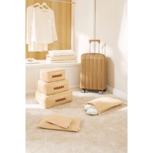 Ocean Home Textile 6'lı Jüt Keten Kumaş Bavul Içi Düzenleyici Set
