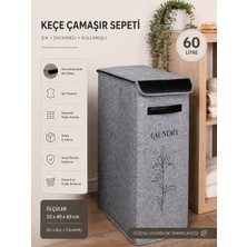 Tex Republic Derili Kapaklı Çamaşır Sepeti Kompakt -Katlanabilir Dayanıklı 25X40X60 cm