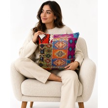     Zeybek Home Renkli Etnik Desenli Kırlent Kılıfı