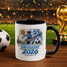 Bk Gift Uruguay Taraftar Temalı 2026 Dünya Kupası Tasarımlı Siyah Kupa Bardak