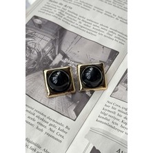 Xuping Jewelry Vintage Siyah Taşlı Çelik Küpe