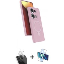 Marsilyan™- Redmi Note 13 Pro 4g Kılıf Iz Işık Koleksiyonu - Siyah 3D Antistatik Seramik Nano Ekran Koruyucu + Kamera Lens Koruma Cam - Sf