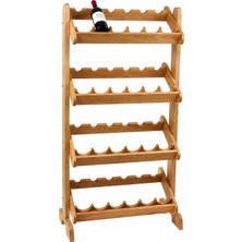 Terra Ws Doğal Kayın Ahşap 24’lü Şarap Standı Masif Rustik Raf 70 x 120 x 35 cm