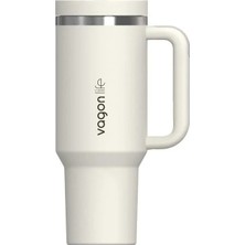 Vagonlife 1200ML Çelik Termos Kulplu Beyaz VGN-1103