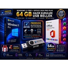 Microsoft Windows 11 Pro + Office 2024/2026 Pro Plus | 64 GB Bootable USB Freedos Uygun