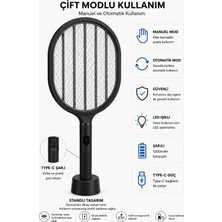 Blackbird Game Center Glr LTD-718 Siyah Elektrikli Sinek Raketi 1200MAH Bataryalı, Type-C Şarjlı, Dijital Ekranlı Sinek Öldürücü