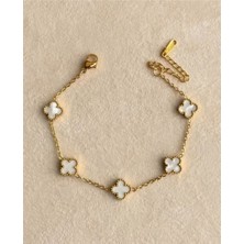 Mimoza Accessories Minimal Dört Yapraklı Çelik Yonca Bileklik