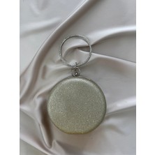 Öznora Gold Simli Yuvarlak Abiye Clutch Çanta