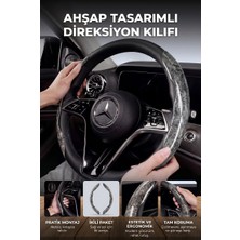 Evgereçlerim Ahşap Tasarım Direksiyon Kılıfı Simit Koruyucu Gri