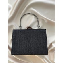 Öznora Kadın Siyah Simli Abiye, Clutch Gece Çantası