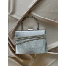 Öznora Silver Taşlı Metal Kulplu Abiye Çanta