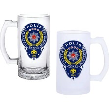 Ghostbastır Design Polis Teşkilatı Kulplu Bira Bardağı Buzlu Veya Şeffaf Seçenekli 0180