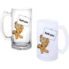 Ghostbastır Design Garfield Kulplu Bira Bardağı Buzlu Veya Şeffaf Seçenekli 077