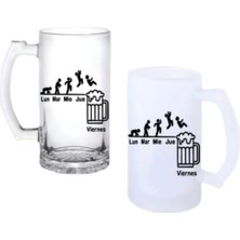 Ghostbastır Design Haftanın Günleri Kulplu Bira Bardağı Buzlu Veya Şeffaf Seçenekli 095