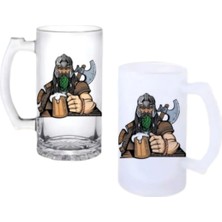 Ghostbastır Design Vikingler Kulplu Bira Bardağı Buzlu Veya Şeffaf Seçenekli 0244