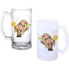 Ghostbastır Design Avatar Kulplu Bira Bardağı Buzlu Veya Şeffaf Seçenekli 018