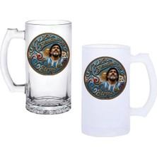 Ghostbastır Design Arjantin Maradona Kulplu Bira Bardağı Buzlu Veya Şeffaf Seçenekli 016