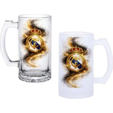 Ghostbastır Design Real Madrid Kulplu Bira Bardağı Buzlu Veya Şeffaf Seçenekli 0185