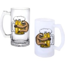 Ghostbastır Design Tembel Hayvan Kulplu Bira Bardağı Buzlu Veya Şeffaf Seçenekli 0227
