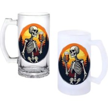 Ghostbastır Design Iskelet Içici Kulplu Bira Bardağı Buzlu Veya Şeffaf Seçenekli 0113