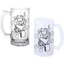 Ghostbastır Design Keş Kurbağa Kulplu Bira Bardağı Buzlu Veya Şeffaf Seçenekli 0138