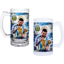 Ghostbastır Design Messi Kulplu Bira Bardağı Buzlu Veya Şeffaf Seçenekli 0159