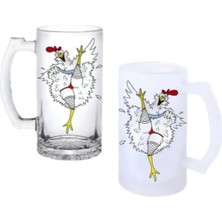 Ghostbastır Design Dansçı Tavuk Kulplu Bira Bardağı Buzlu Veya Şeffaf Seçenekli 051