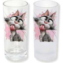 Ghostbastır Design Şaşkın Kedi Buzlu / Buzsuz Seçenekli Rakı Bardağı – 1 Adet Şık Sunum Bardağı 018