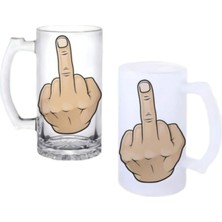 Ghostbastır Design Orta Parmak Kulplu Bira Bardağı Buzlu Veya Şeffaf Seçenekli 0172