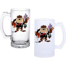 Ghostbastır Design Tazmanya Canavarı Kulplu Bira Bardağı Buzlu Veya Şeffaf Seçenekli 0226