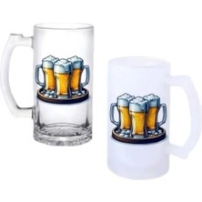 Ghostbastır Design Tepside Biralar Kulplu Bira Bardağı Buzlu Veya Şeffaf Seçenekli 0229