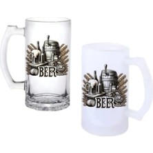 Ghostbastır Design Bira Harmanı Kulplu Bira Bardağı Buzlu Veya Şeffaf Seçenekli 030