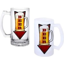 Ghostbastır Design Bira Yönü Kulplu Bira Bardağı Buzlu Veya Şeffaf Seçenekli 039