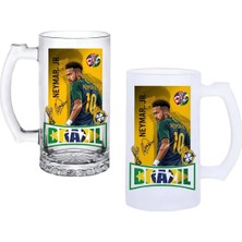 Ghostbastır Design Neymar Jr. Kulplu Bira Bardağı Buzlu Veya Şeffaf Seçenekli 0165