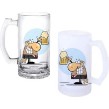 Ghostbastır Design Iş Adamı Kulplu Bira Bardağı Buzlu Veya Şeffaf Seçenekli 0120