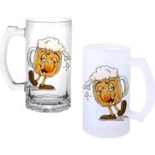 Ghostbastır Design Sarhoş Bira Kulplu Bira Bardağı Buzlu Veya Şeffaf Seçenekli 0191