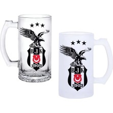Ghostbastır Design Beşiktaş Kulplu Bira Bardağı Buzlu Veya Şeffaf Seçenekli 0131