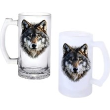 Ghostbastır Design Bozkurt Kulplu Bira Bardağı Buzlu Veya Şeffaf Seçenekli 042
